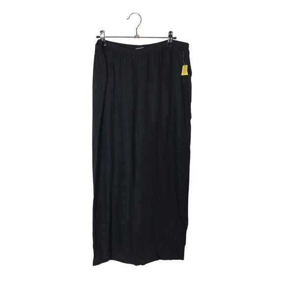 Russ Berens Pants Women's Size Medium Black 100% Linen Stretch Waist - Picture 1 of 6